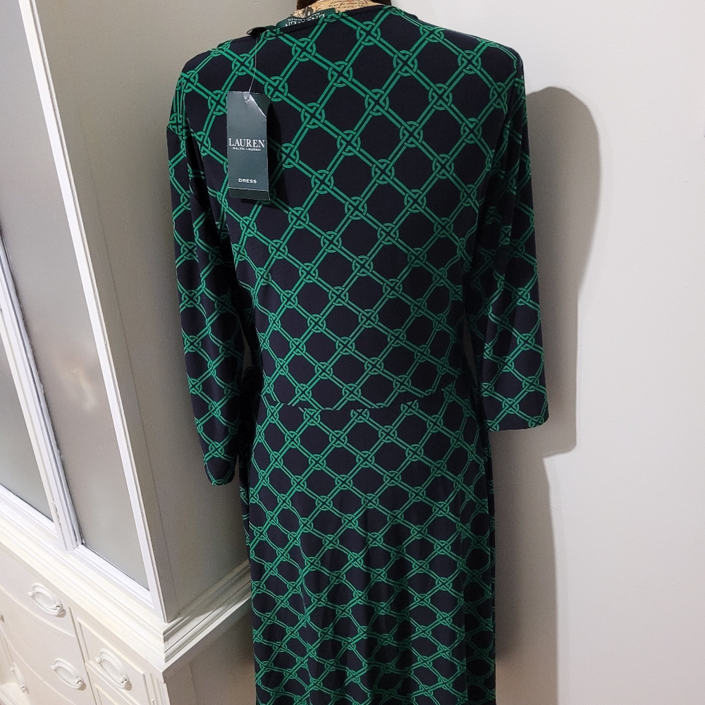 Lauren Ralph Lauren geometric pattern wrap dress sz 12 - Picture 8 of 11